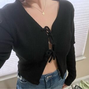 Nasty Gal Black Lace-Up Cardigan